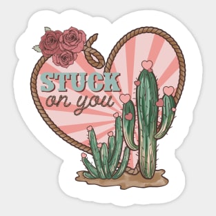 Stuck on You, Western Valentines Day Sticker